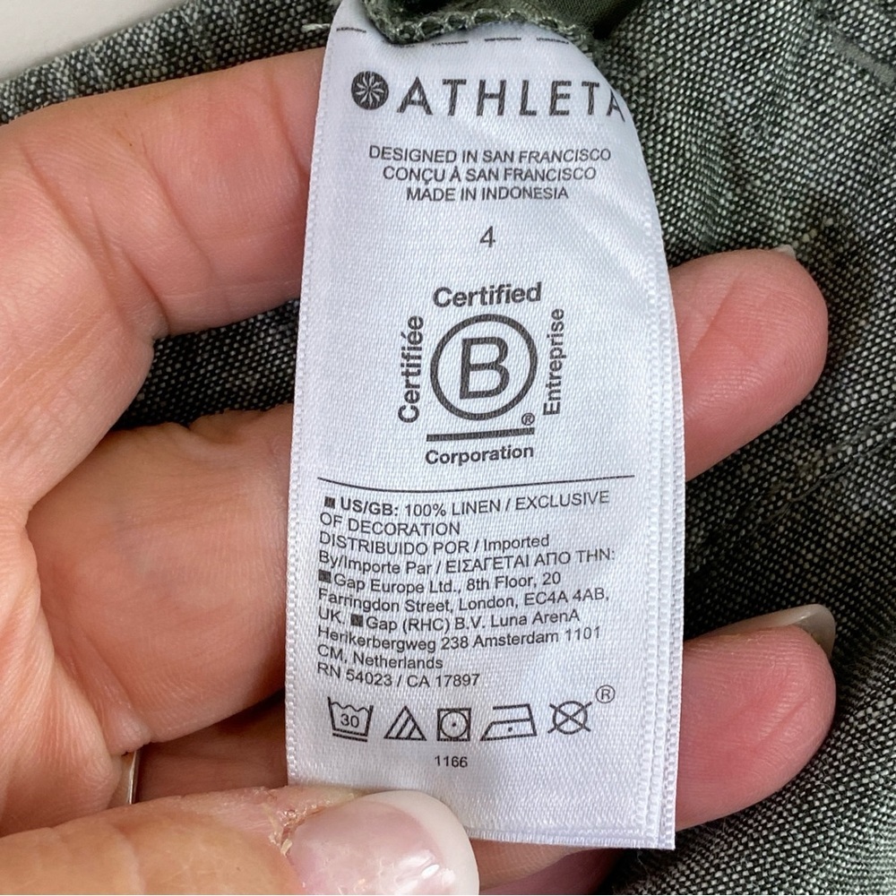 Athleta 100% Linen Women’s Green Voyager Shorts Sz 4 - Picture 7 of 13